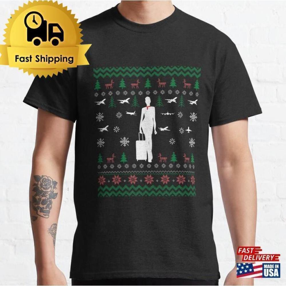 Flight Attendant Christmas Funny Holiday Graphic Unisex T-Shirt